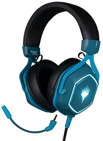 Konix Magic The Gathering Casque Gaming Filaire pour PC - Haut-parleurs 50 mm - Microphone Amovible - Câble USB 2 m - Rétroéclairage - Bleu