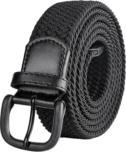 Bluecton 120cm- 170cm Gürtel Herren Elastischer Flechtgürtel Geflochtener Stoffgürtel Schwarz Braun Blau