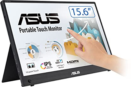 ASUS ZenScreen Touch Portable Monitor 15.6 1080P FHD (MB16AHT) - IPS USB-C & HDMI With Kickstand, 10-Point Touch Display for Laptop, PC, Phone, Switch