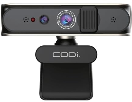 CODi Allocco HD 1080P Windows Hello Webcam avec reconnaissance faciale infrarouge et micro antibruit – Autofocus, USB-A, support trépied