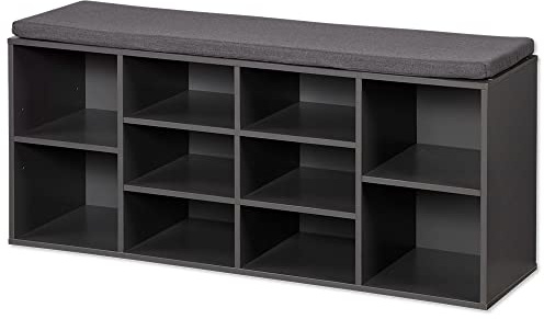 Kesper Schuhschrank mit Sitzkissen, Material: Faserplatte, Maße: B103,5 x H48 cm x L29,5 cm, Farbe: Grau 15923 13
