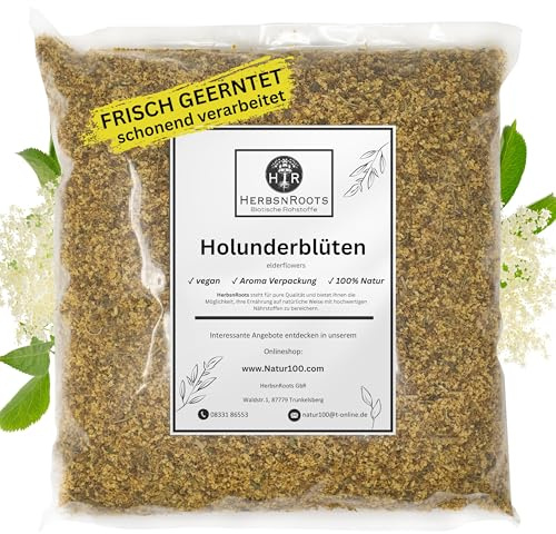 Holunderblüten 1000g • Antistress • Erste Wahl • hoher Wirkstoffanteil • ähnlich Schwedenkräuter • HerbsnRoots