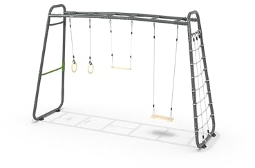 EXIT Toys GetSet Monkeybar MB310 - Inklusive Zubehör: Schaukel, Kletternetz, Turnringe - Spielgerüst und Fitnessgerüst für den Garten - Großes Format - Für Kinder und Erwachsene - 379x115x248cm