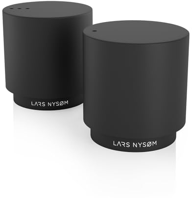 LARS NYSØM Mini Salt and Pepper Shakers Set | Stainless Steel Salt and Pepper Shakers with Modern Minimalist Design, Easy Refill, Small Size (Carbon Black)