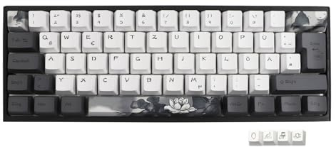 JSJT Tinte Lotus Tastenkappen 140 Tasten Deutsches Tastenkappen PBT OEM Profil Tastenkappe (nur Tastenkappe) für 61/68/84/87/96/108 Cherry MX Switches ANSI/ISO-Layout Mechanische Tastaturen