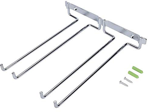 Ejoyous Weinglashalter, Weinglasregale Stielgläserregal Doppelreihe Weinglas Gläserschiene Gläserhalter Metall Eisen Chrom Weingläser Halter für Bar Küche Pub Restaurant