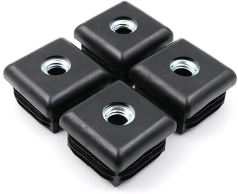 Design61 4X Gewindestopfen Vierkantrohrstopfen 40x40 mm 1-2 mm mit M10 Innengewinde