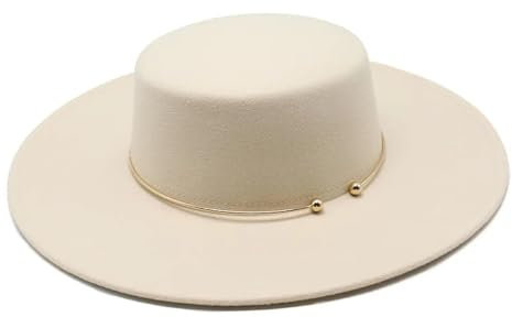 SOYNIA Fedora Trilby Filzhut Hut Breiter Krempe-Zylinder Windfilz-Fedoras-Hut Eleganter Hochzeitskleid-Hut Beige