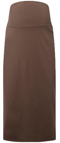 Ulla Popken Femme Grandes Tailles Jupe Bellieva, vêtement de Grossesse en Jersey. Taille élastique Large. Coton Bio, Marron Nougat 50+ 795003331-50+
