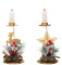 Belle Vous Metal Christmas Candle Holders (2 Pack) - Xmas Tealight Candle Holder Set for Table Centrepiece Decoration - Candlestick Fireplace Decor