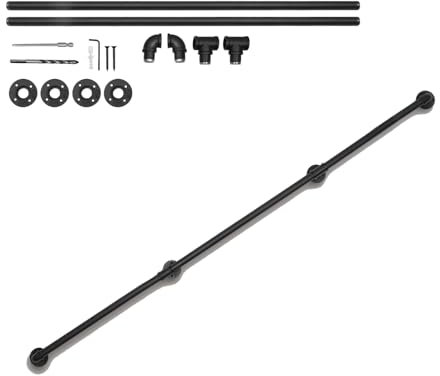 OUBUBY Handlauf für Treppen 12Ft TreppengeläNder Innen und AußEn GeläNder Wandhandlauf mit ZubehöR, 3.2 cm Durchmesser Rutschfest Rostfrei Treppenhandlauf Schwarz Geeignet für KüChe, Bad, Treppen