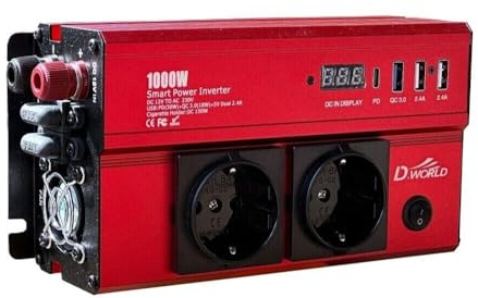 INVERTER DA 12V A 220V 1000W CON USB PRESA TRASFORMATORE PER CAMPER AUTO