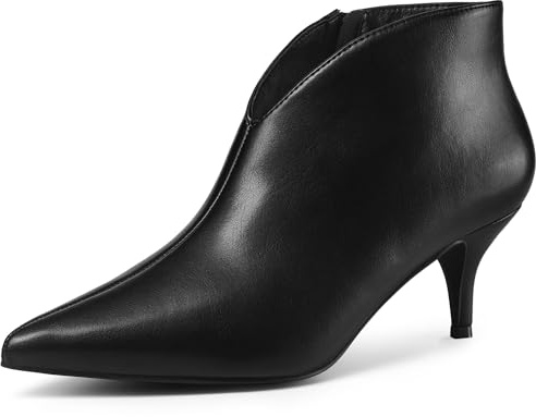 Perphy Pointed Toe V Cutout Stiletto Heel Ankle Booties for Women Black 7 UK/Label Size 9 US