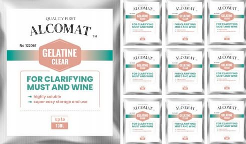 Alcomat Klärungsmittel – Gelatine Pulver Wein - Weinklärmittel für Weißweine und Rotweine, 5g 10 Stück