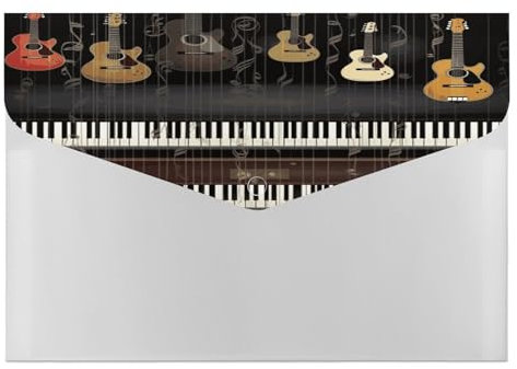 Ordner, Gitarren-Klavier-Muster, Druckbinder, Ordner, Ordner, tragbarer Papier-Rechnungen, Quittungen, Organizer, dekorative Aktenordner, geeignet für Heimbürobedarf