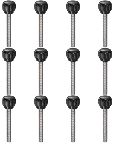 QUARKZMAN 12 Stück Rändelschraube mit Gewinde M5 x 40mm x 14mm Rundkopfschraube Edelstahl 304 Rundgriffbolzen Klemmknöpfe 14mm Handknöpfe Daumenschrauben Spannschraube für Industrie Maschine