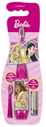 Barbie Cepillo de Dientes Eléctrico infantil con Cabezal de Recambio y Pila Incluida
