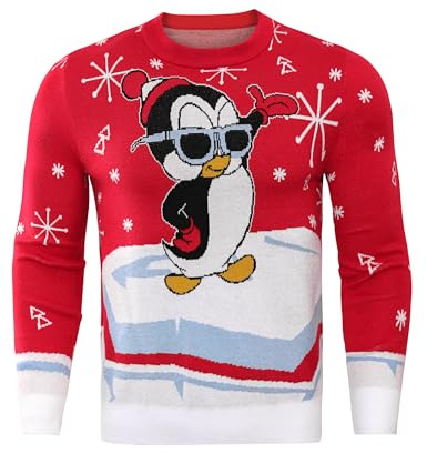 Demegimi Jersey Navideño Hombres de Cuello Redondo Suéter Navideños Jersey Navidad Feo Regalos Sudadera Hombre para Disfraces de Fiesta de Navidad