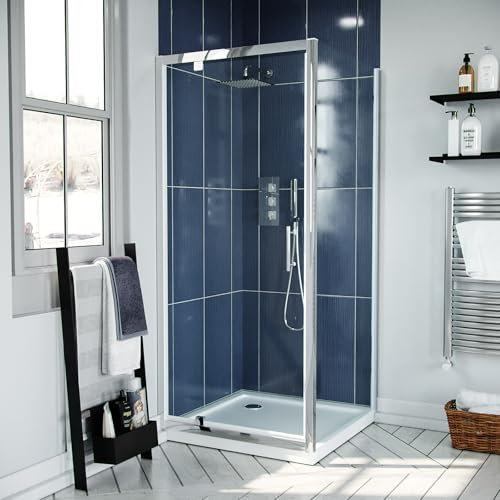 Nes Home 760 x 700mm Pivot Door Shower Enclosure & Side Panel Chrome