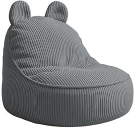 chilly pilley® Bodenkissen für Kinderzimmer Mumin Kissen Kuschelig Beanbag Sitzsack aus Cord (Grau)