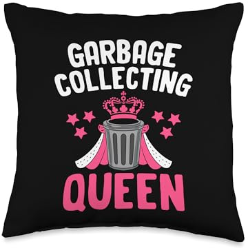 Garbage Collecting Queen Trash Collector Waste Sanitation Throw Pillow