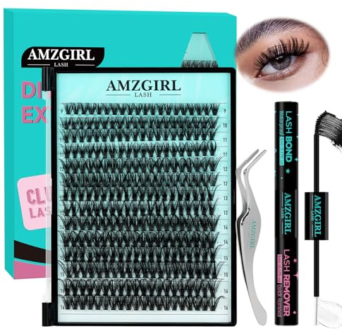 Falska ögonfransar, 280 st ögonfransförlängningssats, 50D DIY individuella ögonfransförlängningssats, naturlig ögonfransförlängning med lash bond och tätning vattentät, lash tweezers (D-Mix9-16 mm kit