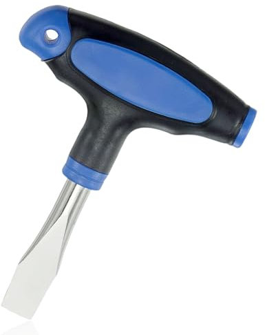 VZU T Handle 12mm Flat Head Screwdriver, Flat Bladed Screwdriver Carbon Steel Flat Head Screwdriver, Ergonomic Handle Flat Head Slotted Screwdriver with Plastic Handle for Film Sets (Blue Black)
