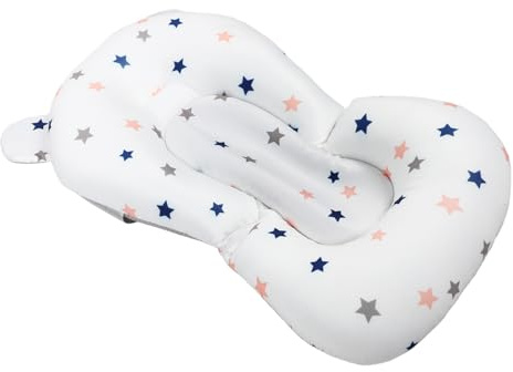 EXHUMKY Babybadekissen Neugeborenen Badenetz Rutschfest 3d-mesh Badewannenmatte Schwimmend mit Abnehmbarem Kissen für Sicheres Babybad