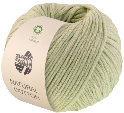 LANA GROSSA Natural Cotton Gots | Bio-Baumwollgarn in Millefili- Zwirnung | Handstrickgarn aus 100% Baumwolle (Bio) | 50g Wolle zum Stricken & Häkeln | 80m Garn FB-1