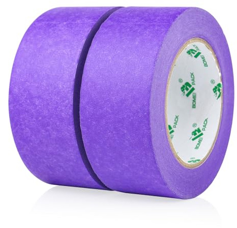 BOMEI PACK Lot de 2 rouleaux de ruban de carrosserie 50 m x 48 mm Violet - Ruban de peintre - Ruban de masquage - Ruban de peinture amovible sans résidus