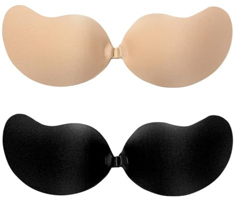 GEXINKEJI 2 Paires Soutiens Gorge Adhesif Push Up Réutilisable Respirant Push up Soutien Gorge Dos Nu sans Bretelles Invisible Respirant Push up pour Robe de Soirée