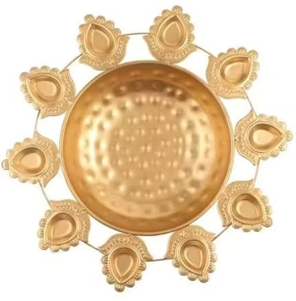 Urli Photophore traditionnel doré pour fleurs flottantes et bougies chauffe-plat Diwali, décoration de maison, bureau et table, cadeau de retour pour mariage