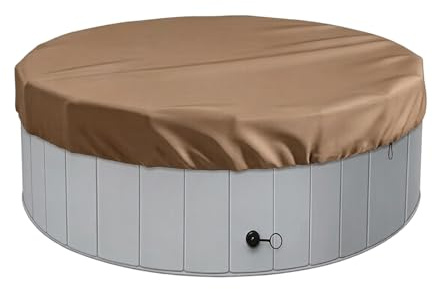 Tissting Poolabdeckung Rund Ø200cm, 190T Oxford Stoff Pool Abdeckplane | Wasserdicht Poolabdeckung Winter mit Kordelzug, Reißfeste Pool Plane für Aufstellpool Kinderpool Hundepool Braun