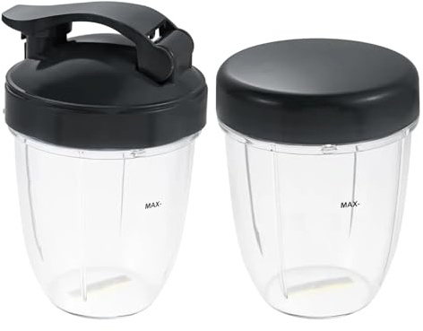 Vasos For Licuadora Nutribullet De 500 Ml Con Tapa Plana Y Tapa Abatible, Compatibles Con Nutribullet De 600 W Y 900 W.