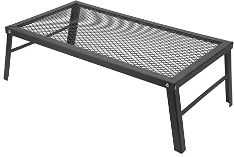 Gril de feu de camp pliant, grille de cuisson de grille de cheminée de gril de Camping résistant portatif pour la cuisson de barbecue de Camping en plein air