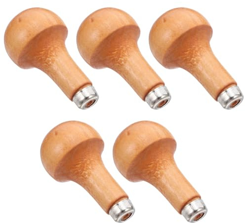 NOLITOY 5 pezzi Manici in Legno per Scalpelli e Incisione Impugnatura Ergonomica Forma di Fungo per Strumenti di Intaglio Manico Sostitutivo Resistente e Confortevole per Lavori di