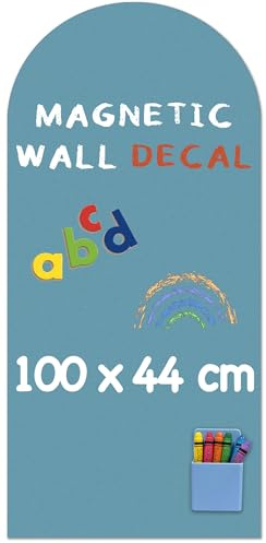 Vinilo Pizarra Adhesiva Magnética de Pared Diseño de Arco 100 x 44 cm - Superficie Mate Tipo Pizarra, Decoración para Hogar y Habitación Infantil (Celadón)