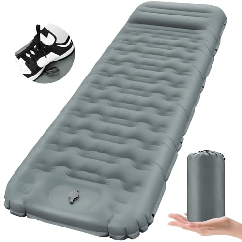 Hsweeth Isomatte Camping mit Fußpresse Pumpe, 12cm Verdicken Isomatte Camping, Ultraleicht Luftmatratze Kleines Packmaß, Aufblasbare Matratze Campingmatte Schlafmatte für Outdoor Camping