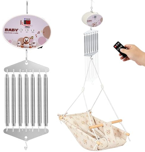 Hängende Elektrische Babyschaukel Steuerung für Neugeborenes, Federwiege Motor Belastbarkeit 20 kg mit Fernbedienung, Babyschaukel Controller mit Timer und Musik, Geschwindigkeit Einstellbar (Lila)