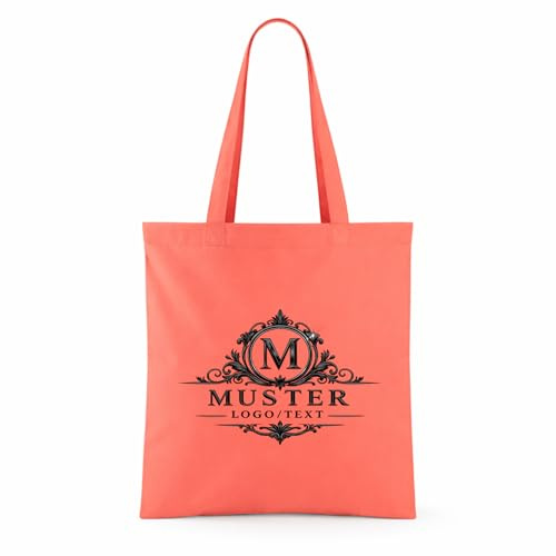 wt24print Baumwolltasche personalisierbar mit Logo oder Text | Bag for Life mit langen Henkeln | 100% Baumwolle | 38 x 42 cm | Stoffbeutel für Einkauf, Promotion & Unternehmen