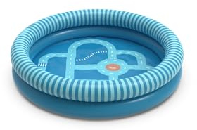 Quut - Dippy - Piscine Gonflable en PVC Premium (0,30 mm) – Ludique et Design dès 2 Ans – 120 cm de diamètre – Pataugeoire Ronde Gonflable 2 boudins (Route Océan)