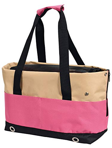 ARQUIVET Bolso Rosa para Transportar Mascotas - 40 x 22 x 28 cm - Transportín para Perros y Gatos - Bolso de Colgar con Apertura Superior - Cachorros y Otros Animales pequeños