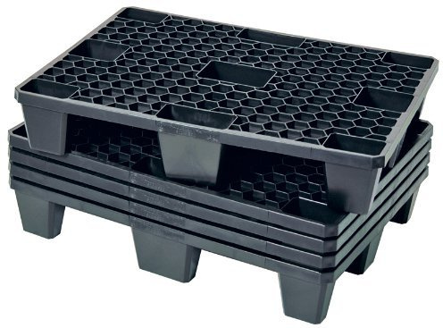 BRB 5x Kunststoffpalette im halben Euromaß, 800x600x140 mm, schwarz, durchbrochen