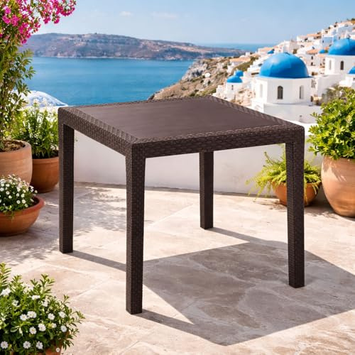 Mojawo Bistrotisch Kunststoff 79x79xH72cm King Mokka eckig Balkontisch Gartentisch Terrassentisch Outdoortisch Tisch Wetterfest