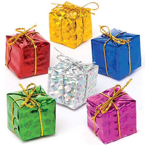 Baker Ross AR828 Mini Present Christmas Decoration Crafting Embellishments, Pack of 24, Assorted