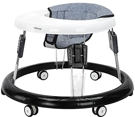 YEALEO Verstellbare Lauflernhilfen, Leicht zu reinigendes Tablett, Universal-Rollator Anti-Rollover Folding Walker für Mädchen Jungen 6-18 Monate (Grau)