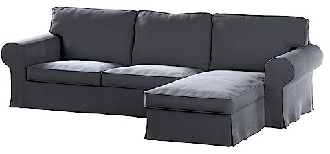 Dekoria Ektorp 2-sitsigt soffskydd med Recamiere-soffa, lämpligt för IKEA-modell, Ektorp, grå