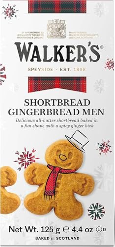 Walker’s Festive Shortbread Gingerbread Men - 4.4 oz Shortbread Cookie Box - Includes All-Butter Gingerbread Man Cookies