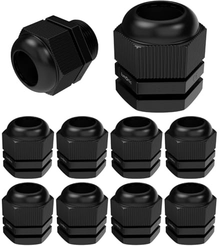 Lumonic 10x Kabelverschraubung M25 PG16 IP67 metrisch d9-17mm I Kabeldurchführung wasserdicht in schwarz I Verschraubungen, Schlauchdurchführung M25 PG16