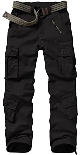 Jessie Kidden – Pantalon tactique pour femme, pantalon cargo militaire camouflage avec 8 poches, ourlet réglable, tissu ripstop, pour la randonnée, la pêche, les activités de plein air, Noir , 44